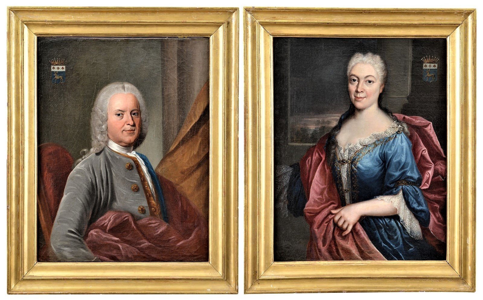 Paire Portraits de Nobles Français  